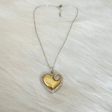 Load image into Gallery viewer, Necklace - Stainless steel silver chain with gold heart and zircon
