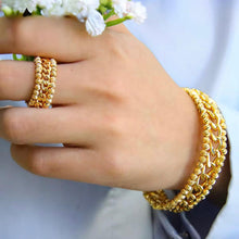 Load image into Gallery viewer, Sets - 2 pieces bracelet and ring free size gold small chain
