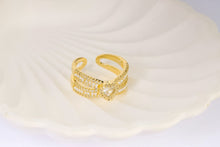 Load image into Gallery viewer, Ring - ring free size small stones with heart in middle
