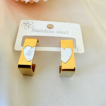 Load image into Gallery viewer, Stainless steel- Earrings half white heart
