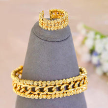 Load image into Gallery viewer, Sets - 2 pieces bracelet and ring free size gold small chain
