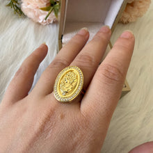 Load image into Gallery viewer, Ring - Gold free size zircon flower oval shape
