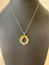 Load image into Gallery viewer, Necklace - Stainless steel gold bow in zircon circle
