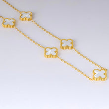 Load image into Gallery viewer, Necklace - Stainless steel 5 white clovers
