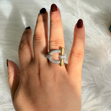 Load image into Gallery viewer, Ring - Gold ring free size with big zircon shape
