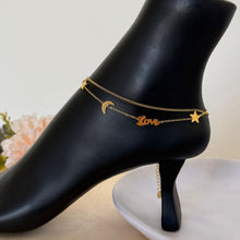 Load image into Gallery viewer, Anklet - stainless steel gold love with star and crescent
