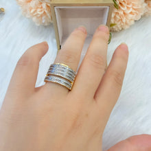 Load image into Gallery viewer, Ring - Gold free size zircon rows shape
