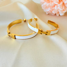 Load image into Gallery viewer, Stainless steel- Earrings open circle white
