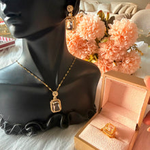 Load image into Gallery viewer, Sets - 3 pieces necklace,earrings and ring gold zircon stone
