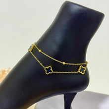 Load image into Gallery viewer, Anklet - stainless steel black clovers
