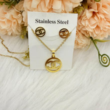 Load image into Gallery viewer, Sets - Stainless steel 2 pieces necklace and earrings simple circle letters
