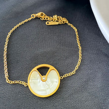 Load image into Gallery viewer, Bracelet - Stainless steel gold white stones
