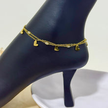 Load image into Gallery viewer, Anklet - stainless steel small gold hearts
