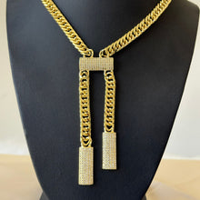 Load image into Gallery viewer, Necklace - Gold-plated chain with rectangle zircon shapes

