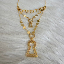 Load image into Gallery viewer, Necklace - Gold chains with lock pendants
