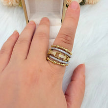 Load image into Gallery viewer, Ring - Gold zircon different rows shapes
