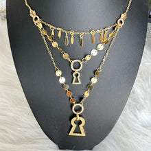 Load image into Gallery viewer, Necklace - Gold chains with lock pendants
