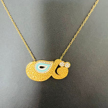 Load image into Gallery viewer, Necklace - Stainless steel gold kol with zircon
