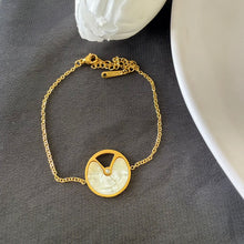 Load image into Gallery viewer, Bracelet - Stainless steel gold white stones
