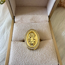 Load image into Gallery viewer, Ring - Gold free size zircon flower oval shape
