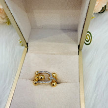Load image into Gallery viewer, Ring - Gold free size zircon horseshoe shape
