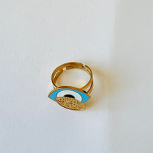 Load image into Gallery viewer, Ring - Stainless steel free size blue eye with kol a3oz b rab elfalak

