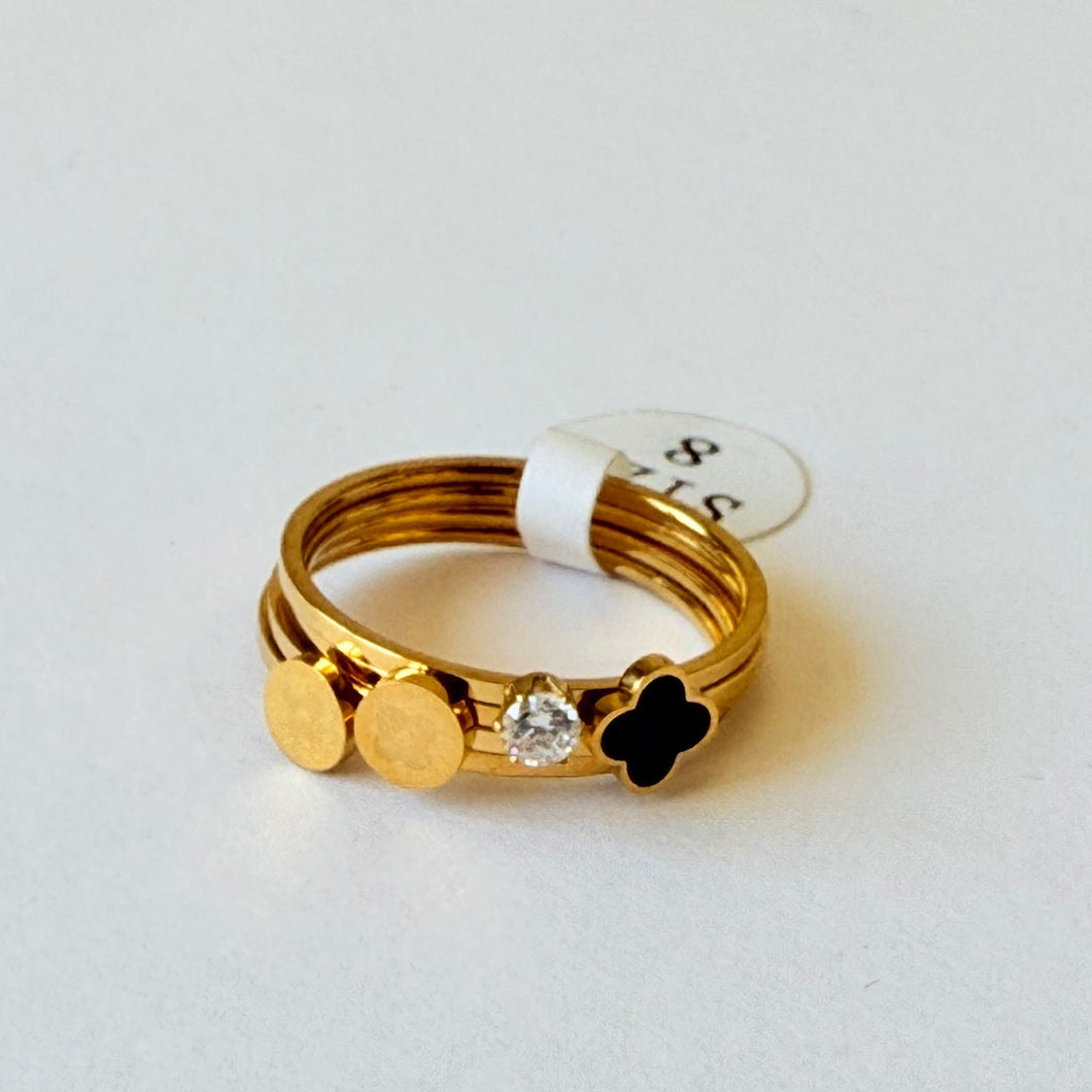 Ring size 6/7/8/9 - Gold-plated 4 thin different rings