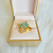 Load image into Gallery viewer, Ring - Gold size 7/8/9 ring turquoise hwa alra7man alra7em
