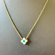 Load image into Gallery viewer, Necklace - Stainless steel gold white eye Clover shape
