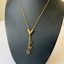 Load image into Gallery viewer, Necklace - Stainless steel gold necklace V with pendants
