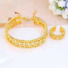 Load image into Gallery viewer, Sets - 2 pieces bracelet and ring free size gold small chain
