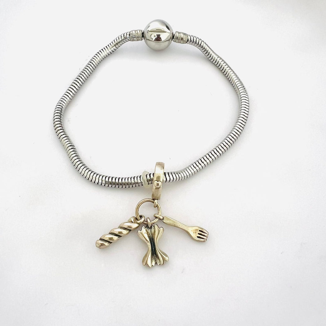 Stainless steel - bracelet charm 925 silver different