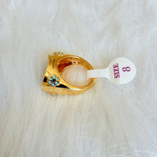 Load image into Gallery viewer, Ring - Gold size 8/9 ring turquoise allah akbar
