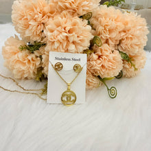 Load image into Gallery viewer, Sets - Stainless steel 2 pieces necklace and earrings simple circle letters
