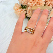 Load image into Gallery viewer, Ring - Gold free size zircon horseshoe shape
