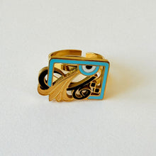 Load image into Gallery viewer, Ring - Stainless steel free size ring gold square kol and eye shape
