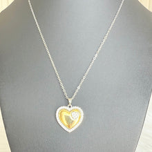 Load image into Gallery viewer, Necklace - Stainless steel silver chain with gold heart and zircon
