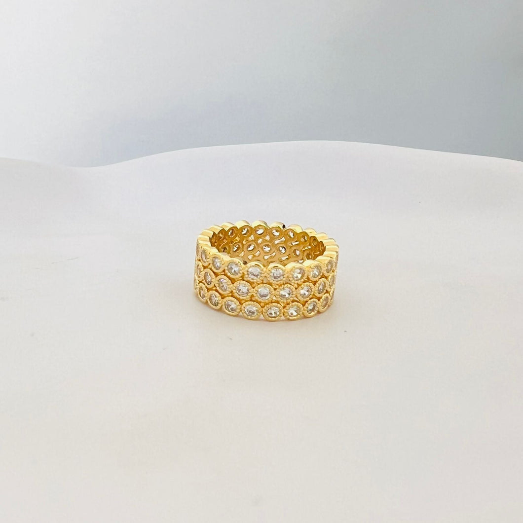 Ring size 5/7 - Gold ring stones zigzag