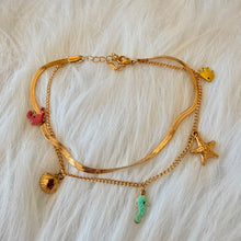 Load image into Gallery viewer, Anklet - Stainless steel gold chain with Marine animals
