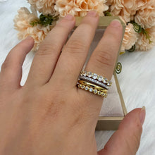 Load image into Gallery viewer, Ring - Gold zircon different rows gold and silver
