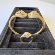 Load image into Gallery viewer, Sets - 2 pieces bracelet and ring free size twisted tiger head
