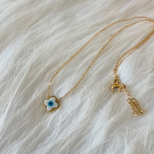 Load image into Gallery viewer, Necklace - Stainless steel gold white eye Clover shape
