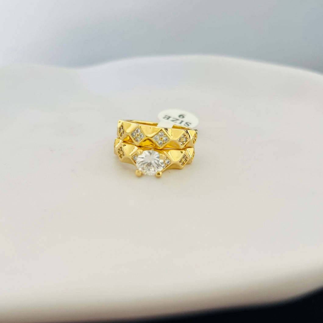 Ring size 7/9 - Gold two rings new shape with zircon