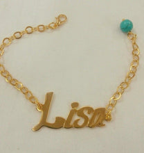 Load image into Gallery viewer, Customized - single name parted + turquoise bracelet
