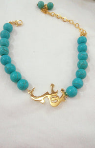 Customized - Single name + turquoise bracelet