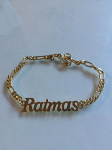 Customized - single name + mini turquoise bracelet