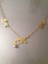 Load image into Gallery viewer, 2 name necklace - couples name + letter
