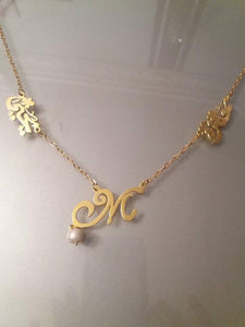 2 name necklace - couples name + letter
