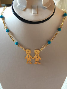 2 name necklace - names on mini boy pictures