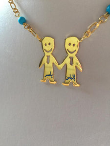 2 name necklace - names on mini boy pictures